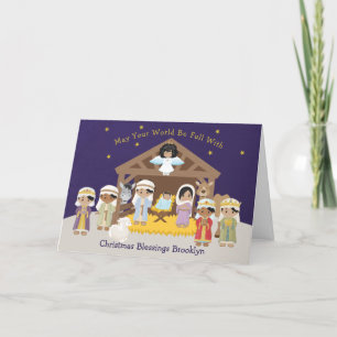 Tarjeta Festiva Escena de Natividad Multicultural