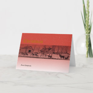 Tarjeta Festiva Escena de navidades en Maine a principios del sigl