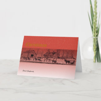 Tarjeta Festiva Escena de navidades en Maine a principios del sigl