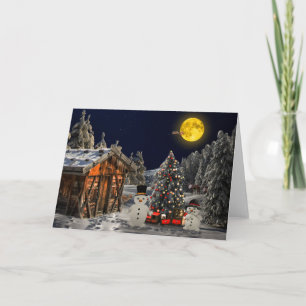 Tarjeta Festiva Escena de navidades Winter Snowman