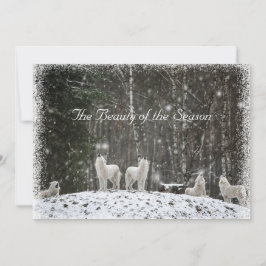 Tarjeta Festiva Escena de nieve bonita naturaleza lobos personaliz