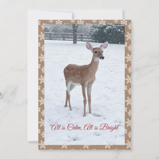 Tarjeta Festiva Escena de nieve de cervatillo de fauna invernal