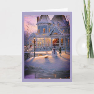 Tarjeta Festiva Escena de nieve de Navidades de invierno