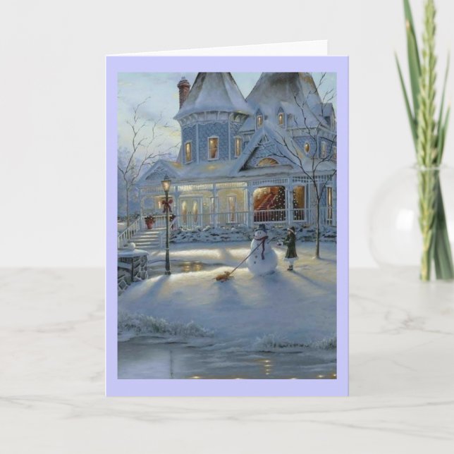 Tarjeta Festiva Escena de nieve de Navidades de invierno (Anverso)