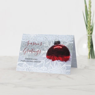 Tarjeta Festiva Escena de nieve elegante Adorno rojo de la empresa