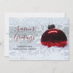 Tarjeta Festiva Escena de nieve elegante Adorno rojo Empresa