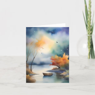 Tarjeta Festiva Escena de otoño B - acuarelas y pluma