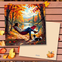 Escena de otoño de bonito con mujeres y perros