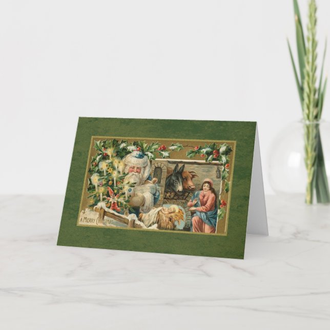 Tarjeta Festiva Escena de Santa y Natividad (Anverso)