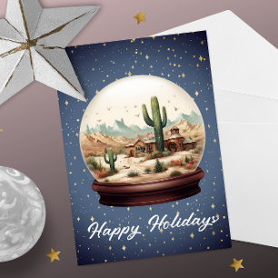Tarjeta Festiva Escena del desierto en bola de nieve