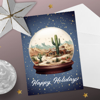 Tarjeta Festiva Escena del desierto en bola de nieve