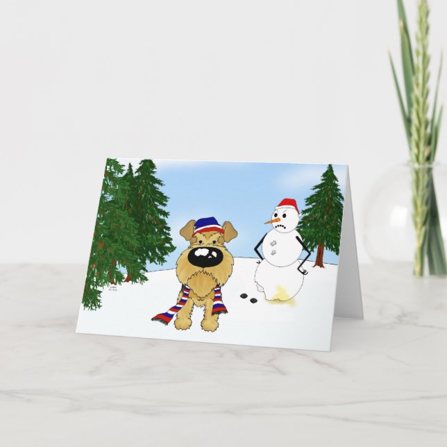 Tarjeta Festiva Escena del invierno de Airedale Terrier (Anverso)