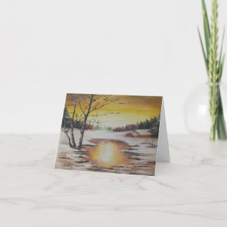 Tarjeta Festiva Escena del invierno de la pintura de Ana Hayes de