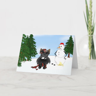 Tarjeta Festiva Escena del invierno de Terrier del escocés