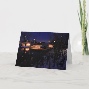 Tarjeta Festiva Escena del invierno del puente del río de Madison
