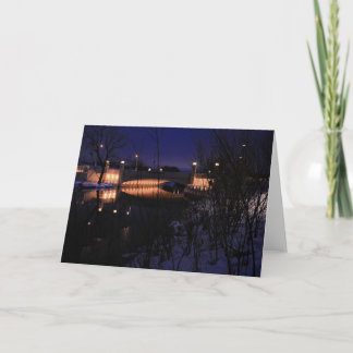 Tarjeta Festiva Escena del invierno del puente del río de Madison