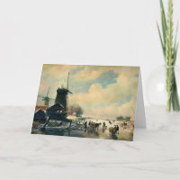 Escena del invierno en Holanda, pintura al óleo