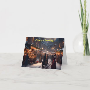 Tarjeta Festiva Escena del mercado de Navidades de Victoria