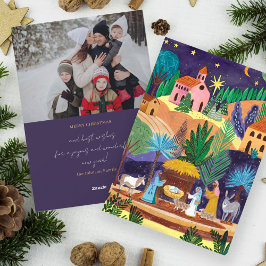 Tarjeta Festiva Escena del Nacimiento Foto Familiar Religiosa Navi