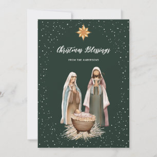 Tarjeta Festiva Escena del Nacimiento Niño Jesús Religioso Cristia