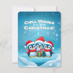 Tarjeta Festiva Escena festiva de Navidades pingüinos