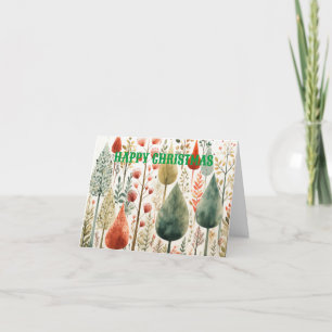 Tarjeta Festiva Escena forestal inspirada en los países nórdicos.