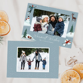 Tarjeta Festiva Escena invernal caprichosa de nieve que cae 2 Foto