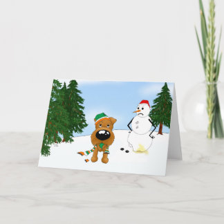 Tarjeta Festiva Escena invernal de Terrier Irlandés