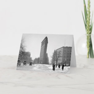 Tarjeta Festiva Escena invernal del edificio Flatiron, 1905