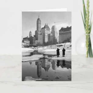 Tarjeta Festiva Escena invernal en Central Park, 1933