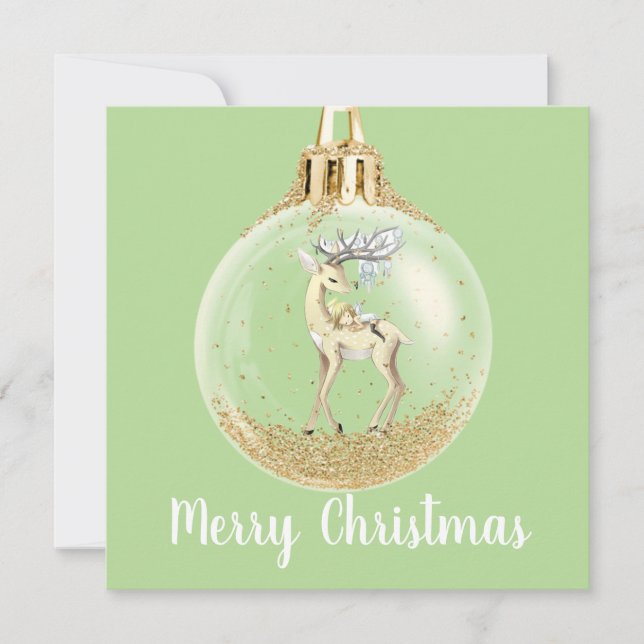 Tarjeta Festiva Escena mágica ornamento navideño (Anverso)