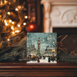Tarjeta Festiva Escena navideña nevada en Londres