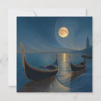 Escena nocturna de góndolas venecianas bajo luna l