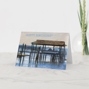 Tarjeta Festiva Escena pacífica del puerto - Feliz cumpleaños