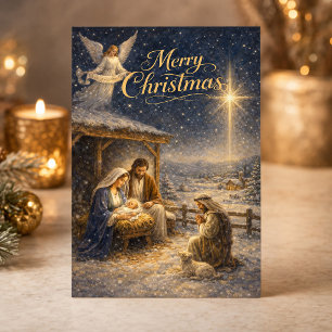 Tarjeta Festiva Escena reverente del Nacimiento