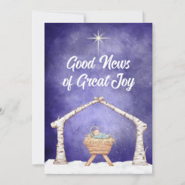 Tarjeta Festiva Escena rústica de pesebre con foto en la parte pos