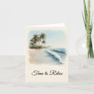 Tarjeta Festiva Escena tropical de playa en un estilo acuático