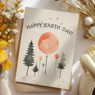 Tarjeta Festiva Escenario de bosque de acuarela Feliz Día de la Ti