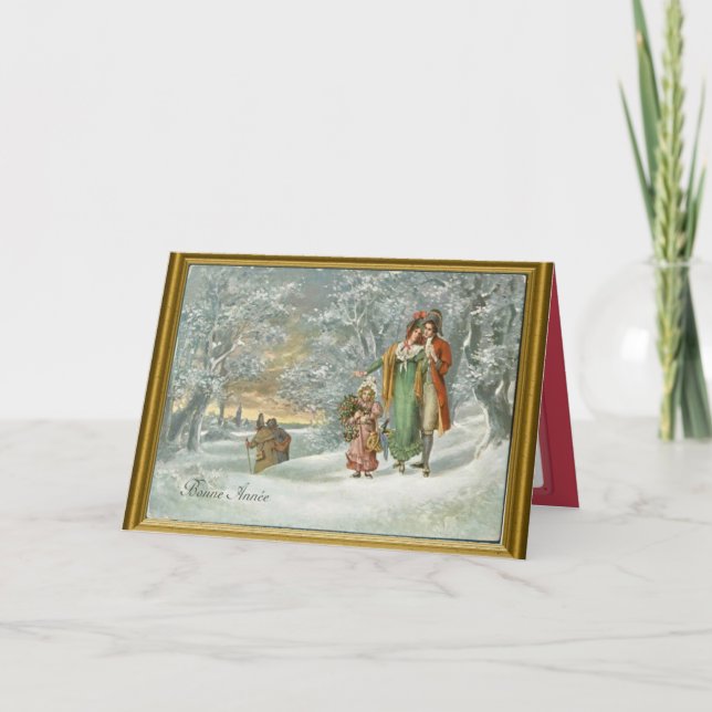 Tarjeta Festiva Escenario de Navidades tradicionales (Anverso)