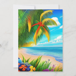 Tarjeta Festiva Escenario Tropical Beach Palm Tree