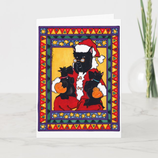 TARJETA FESTIVA ESCOCÉS SANTA (Anverso)