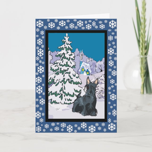 Tarjeta Festiva Escocia Snowy Winter (Anverso)
