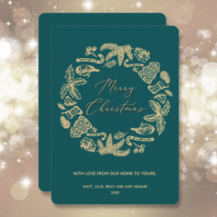 Tarjeta Festiva Escribieron navidades sobre la no foto Verde azula