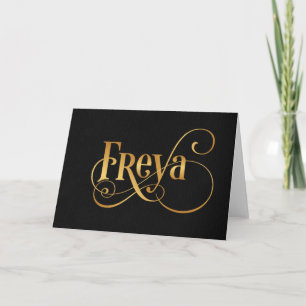 Tarjeta Festiva Escribir con rapidez Freya Gold en negro