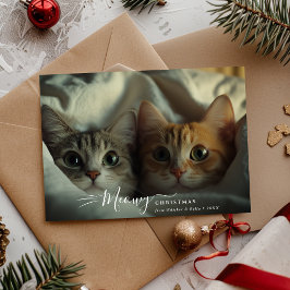Tarjeta Festiva Escritura a mano informal de Meowy Navidades Foto