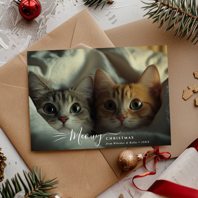 Tarjeta Festiva Escritura a mano informal de Meowy Navidades Foto  (Subido por el creador)