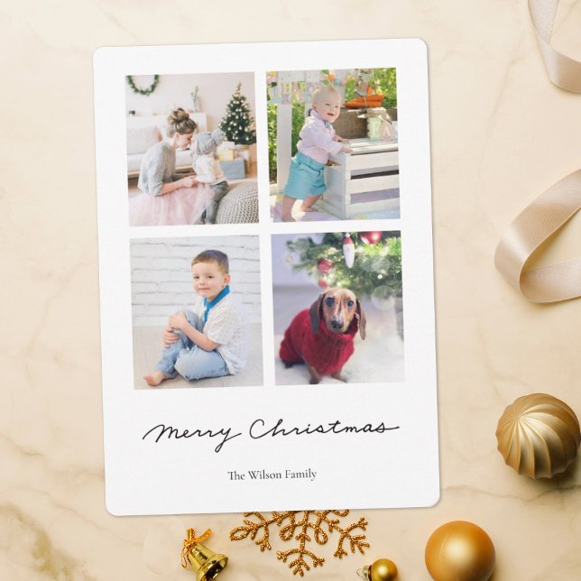 Tarjeta Festiva Escritura a mano sencilla Merry Christmas Multi Ph (Subido por el creador)
