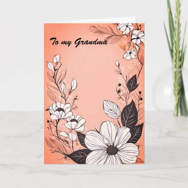 Tarjeta Festiva Escritura de arte monocroma en el Día de la Madre  (Anverso)