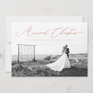 Tarjeta Festiva Escritura de caligrafía de Navidades casados rojo