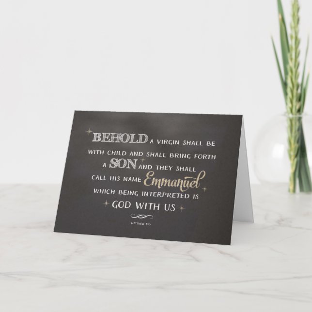 Tarjeta Festiva Escritura de navidades - BEHOLD (Anverso)